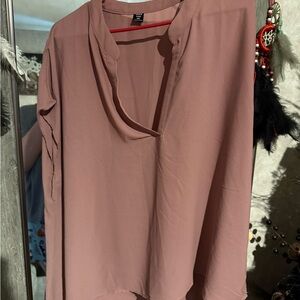 SHEIN Mauve V-Neck Blouse